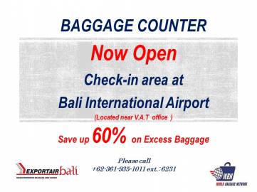 excess baggage counter is now open 
The airport Baggage counter is located near the V.A.T office, in the main departure hall.